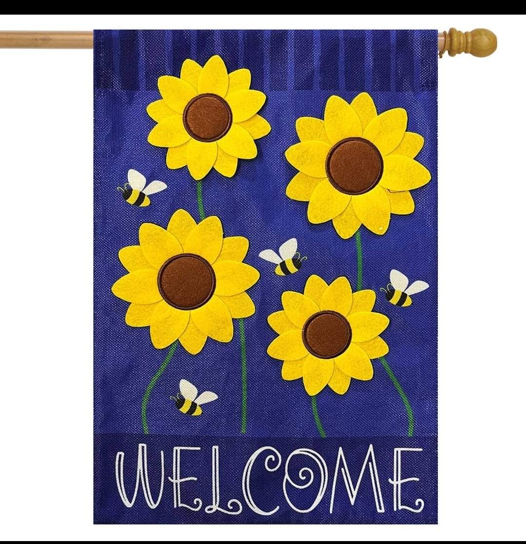 Sunflowers & Bees House Flag