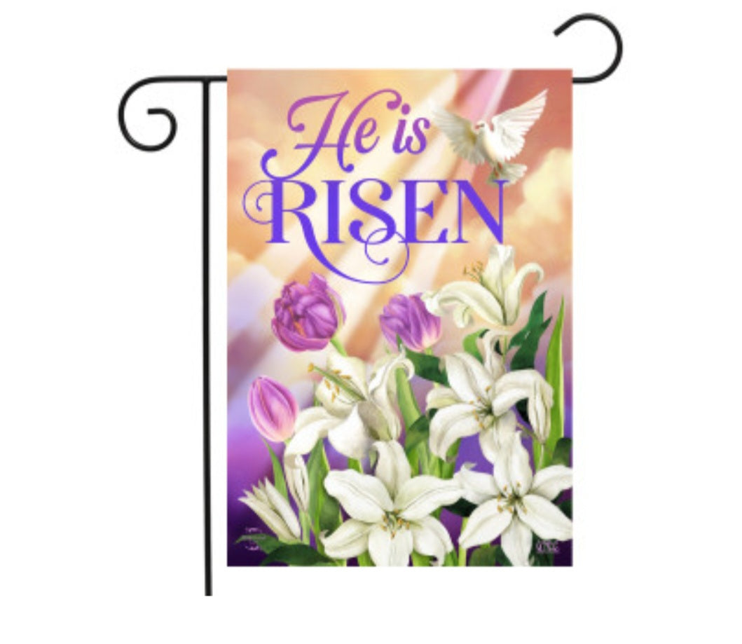 He Is Risen Lillies Garden Flag