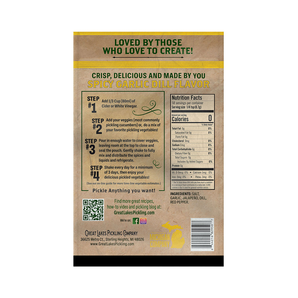 Spicy Garlic Dill Pickling Pouch
