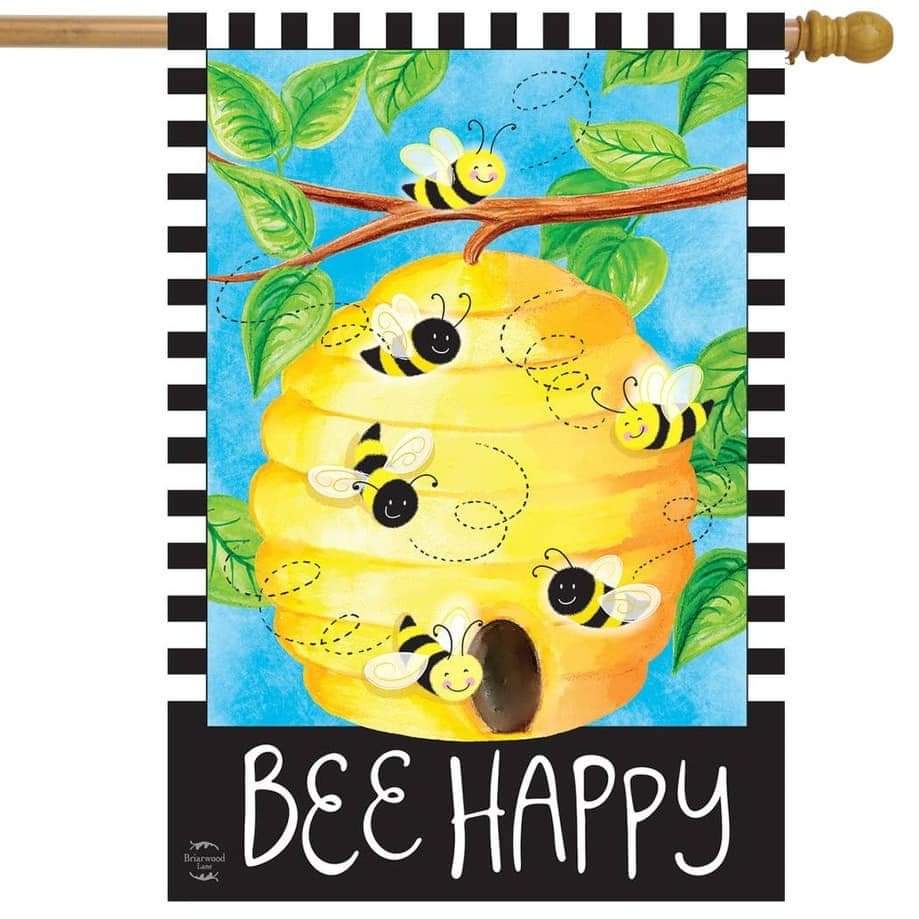 Bee Happy Bees House Flag