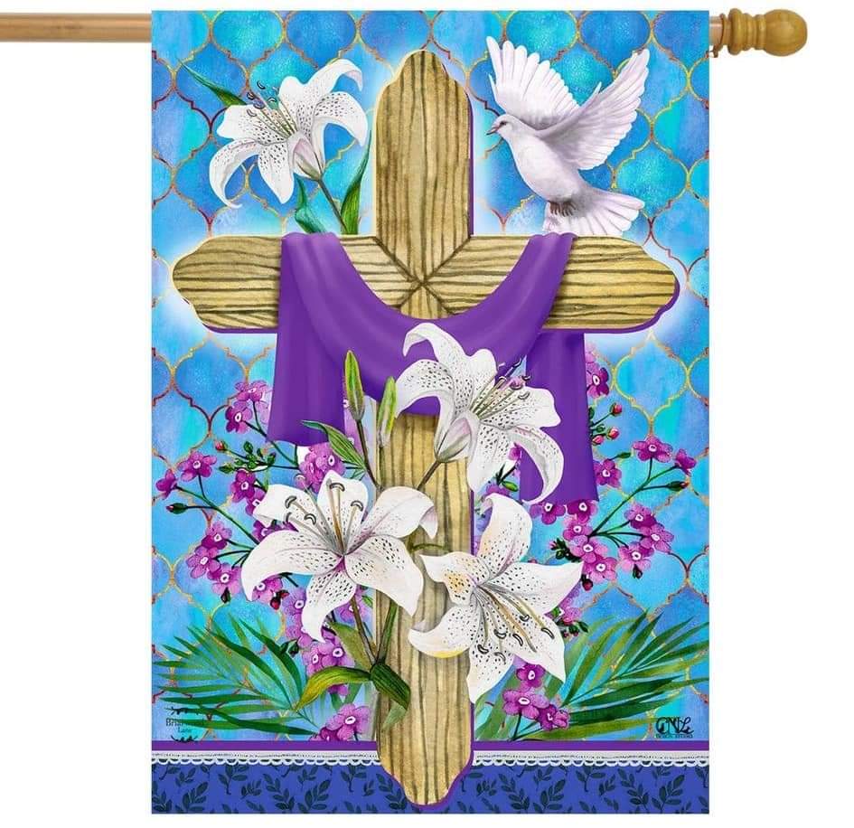 Easter Lily Cross House Flag