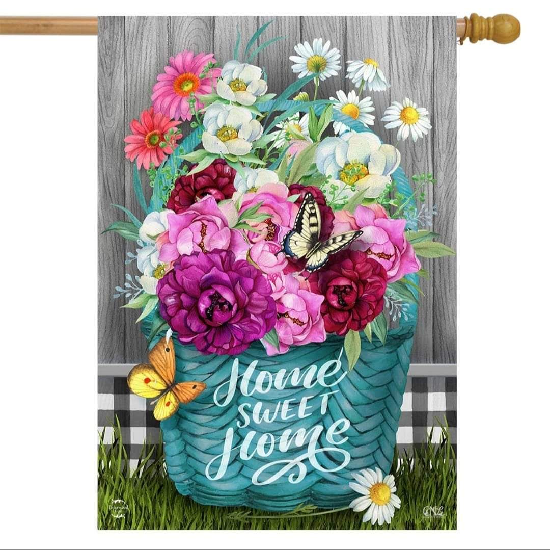 Floral Basket Spring House Flag