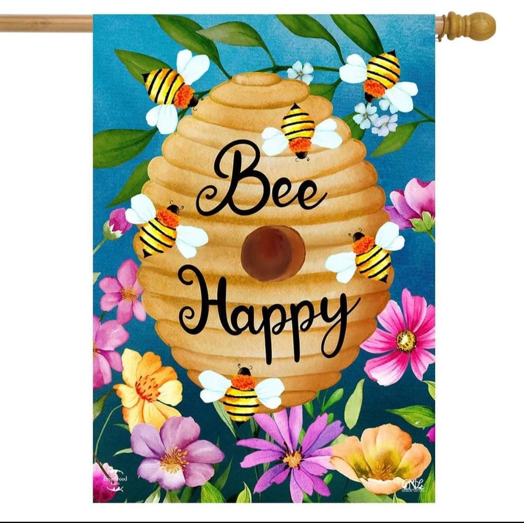 Happy Beehive Spring House Flag