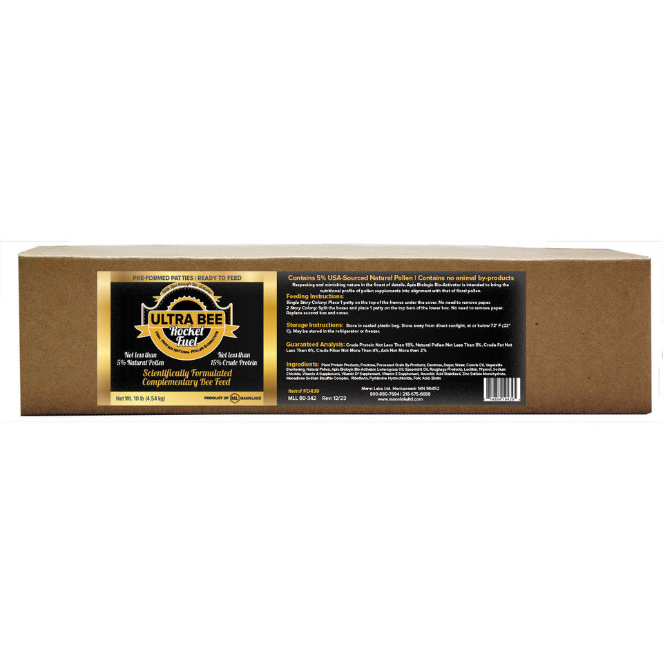 Ultra Bee Rocket Fuel Patties™ with Natural Pollen + Bio-Activator, 10 lb