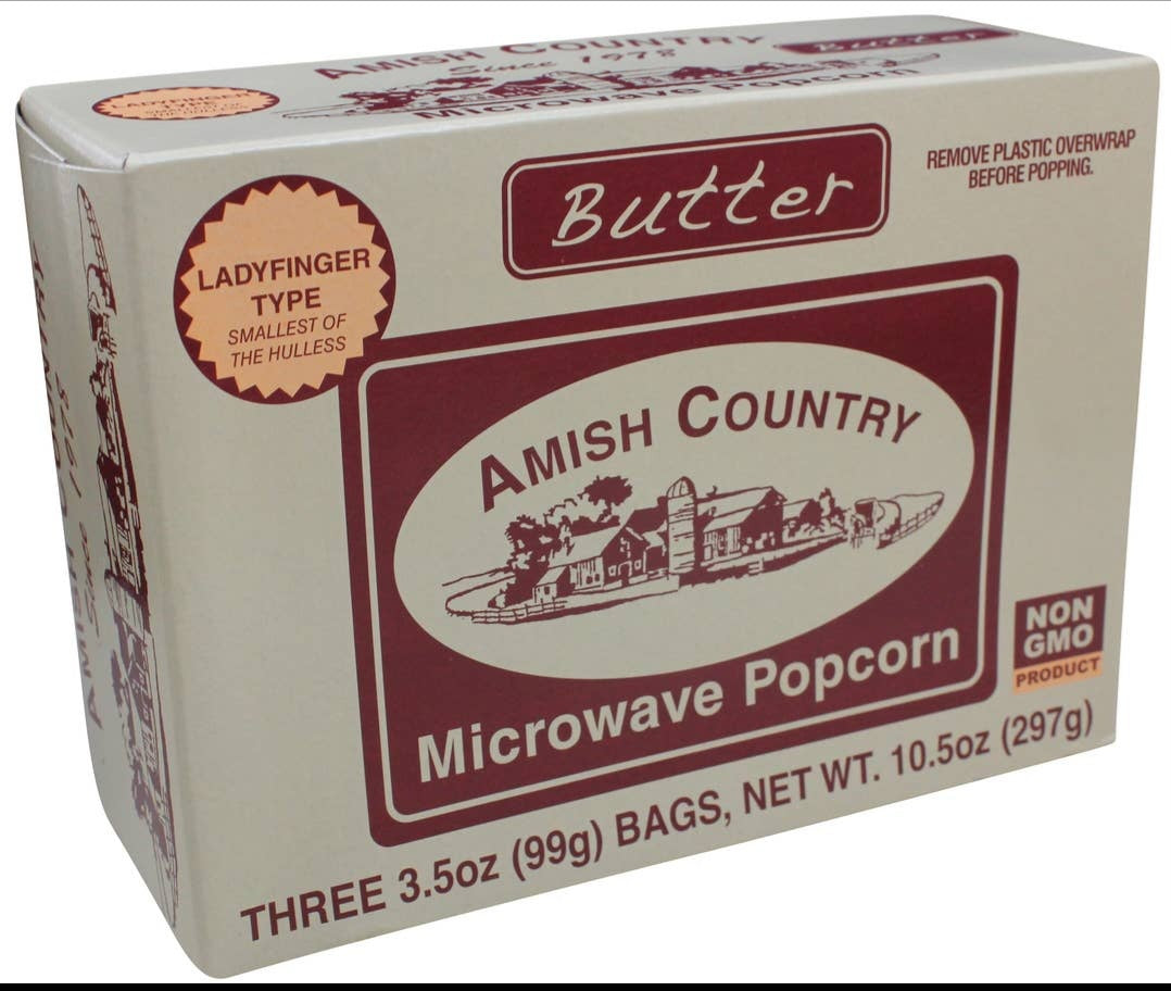 Amish Microwave Popcorn box of 3 bags