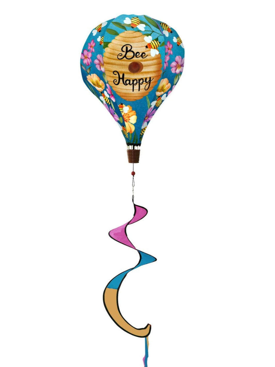 Happy Bee Hive Hot Air Balloon Wind Twister