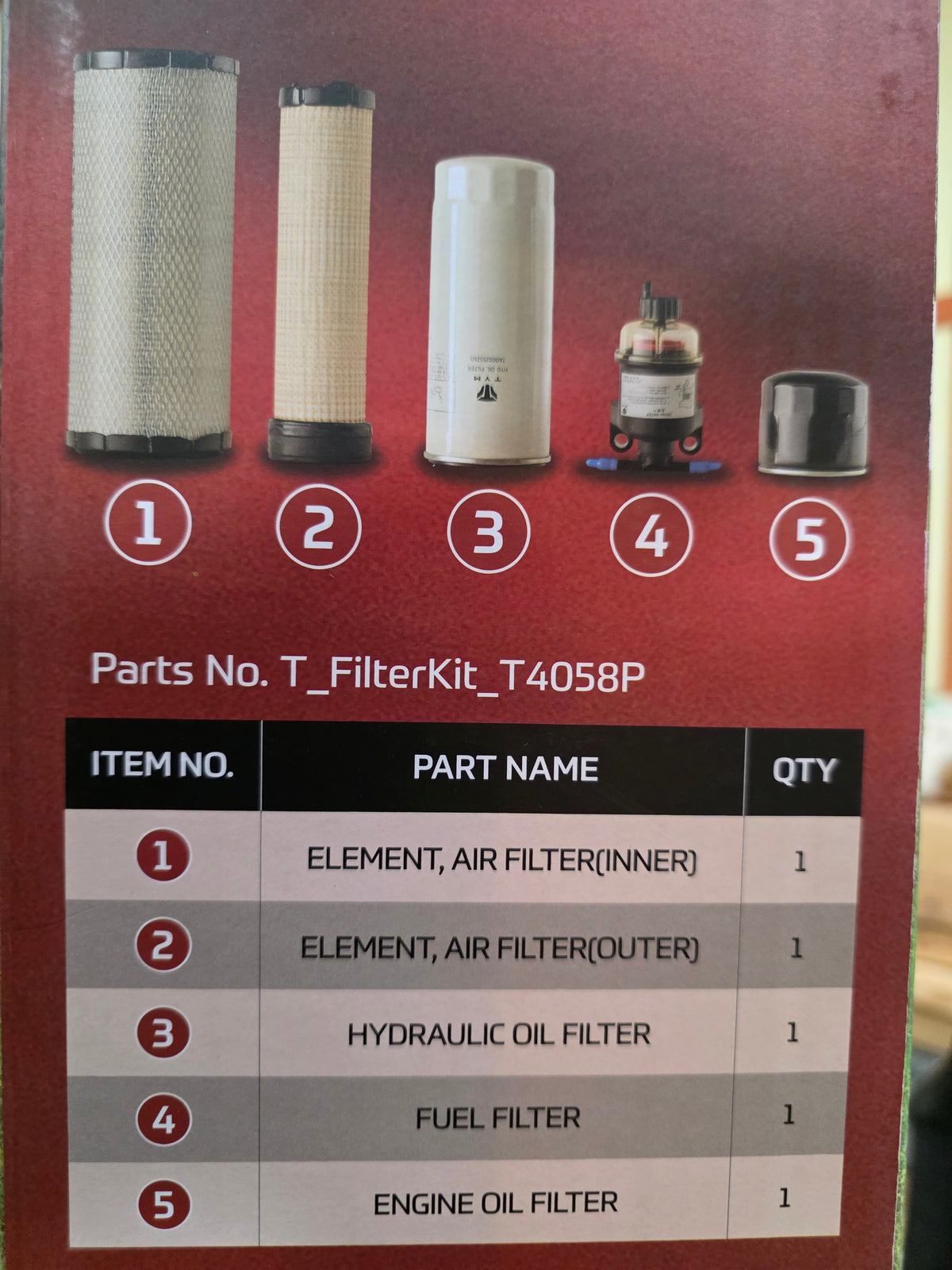 TYM Tractor Filter Kit T4058P